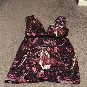 Eyeshadow Women's Paisley Top - Pink and Purple